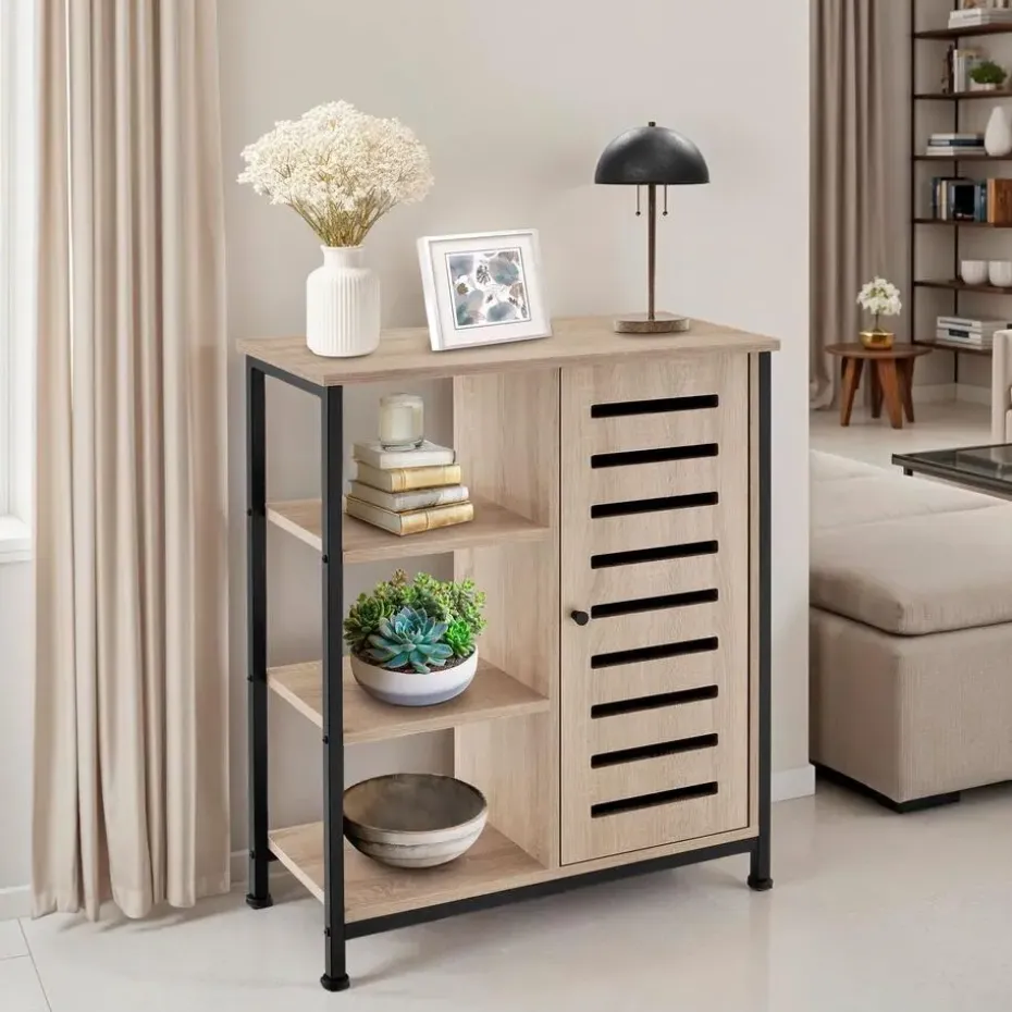 tectake Wandkast 71x32x82cm, Industrieel Licht Hout, Eiken Sonoma