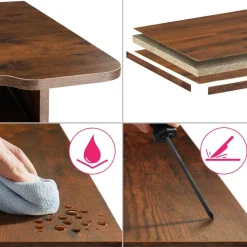 tectake Wandkast 71x32x82cm, Industrieel Hout Donker, Rustiek