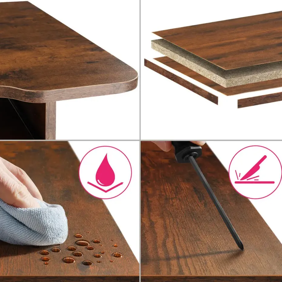 tectake Wandkast 71x32x82cm, Industrieel Hout Donker, Rustiek