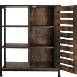 tectake Wandkast 71x32x82cm, Industrieel Hout Donker, Rustiek