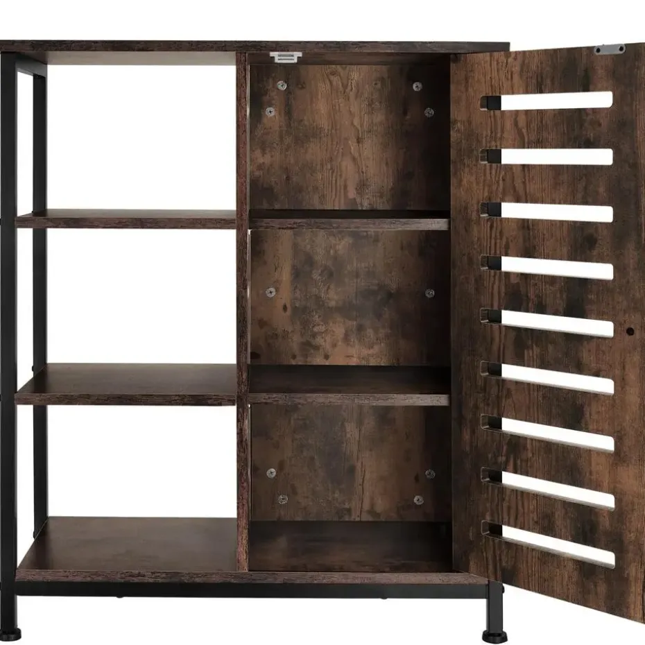 tectake Wandkast 71x32x82cm, Industrieel Hout Donker, Rustiek