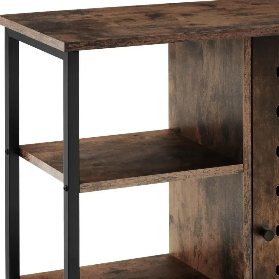 tectake Wandkast 71x32x82cm, Industrieel Hout Donker, Rustiek