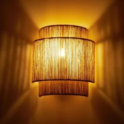 tectake Wandlamp Lignea Lux van jute in boho-stijl, 40W, Natuur