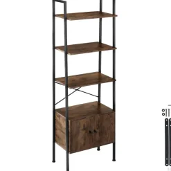 tectake Wandrek Brentwood 57,5x34x173cm, Industrieel Hout Donker, Rustiek