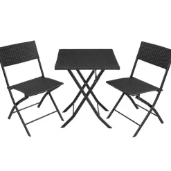 tectake Wicker balkonset Trevi, Zwart