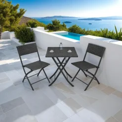 tectake Wicker balkonset Trevi, Zwart