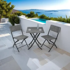 tectake Wicker balkonset Trevi, Grijs