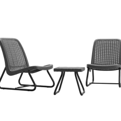 tectake Wicker bistroset Modica voor 2 personen - Grijs