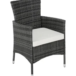 tectake Wicker bistroset Luzern 2+1 met kussenhoezen in 2 kleuren - Grijs