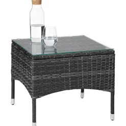 tectake Wicker bistroset Luzern 2+1 met kussenhoezen in 2 kleuren - Grijs