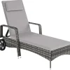 tectake Wicker ligbed met wielen, Grijs/lichtgrijs