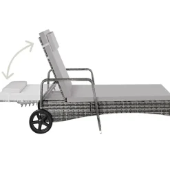 tectake Wicker ligbed met wielen, Grijs/lichtgrijs