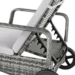 tectake Wicker ligbed met wielen, Grijs/lichtgrijs