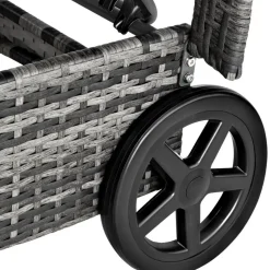 tectake Wicker ligbed met wielen, Grijs/lichtgrijs