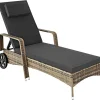 tectake Wicker ligbed met wielen, Natuur/donkergrijs