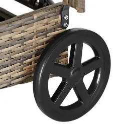 tectake Wicker ligbed met wielen, Natuur/donkergrijs