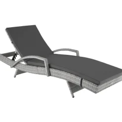 tectake Wicker ligbed Océane met aluminium frame, Lichtgrijs