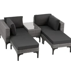 tectake Wicker lounge Bellaria met aluminium frame, Grijs