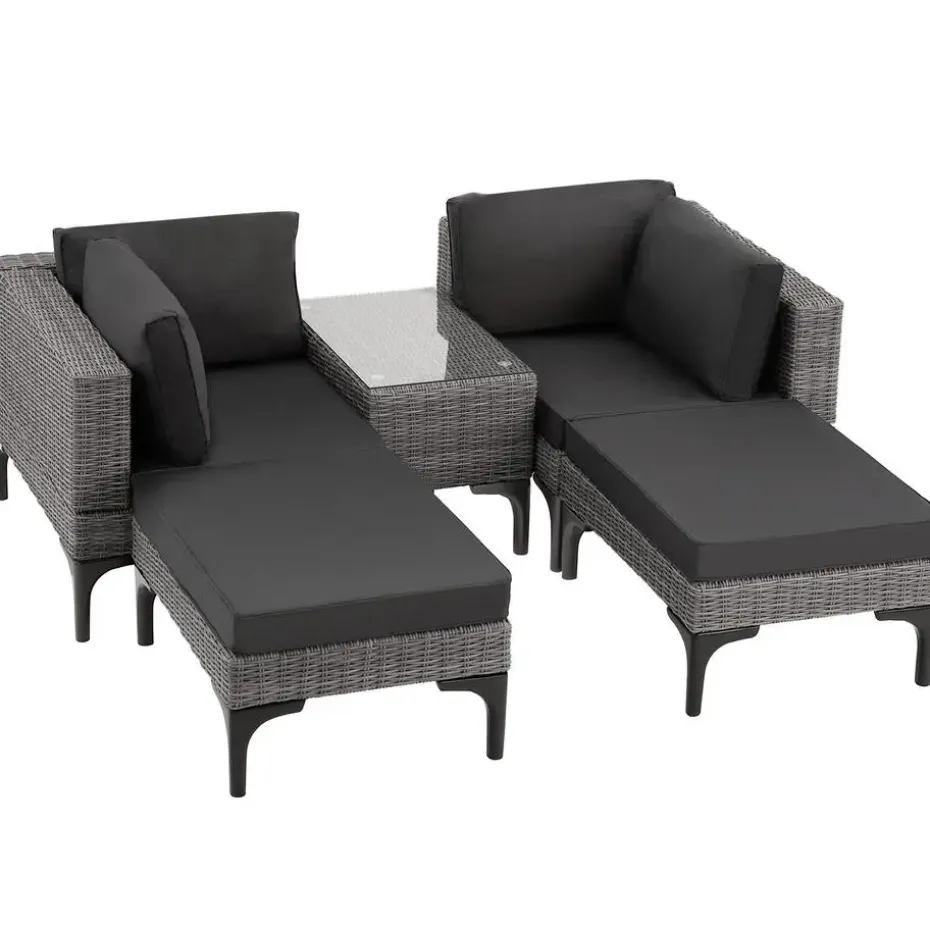 tectake Wicker lounge Bellaria met aluminium frame, Grijs
