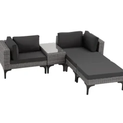 tectake Wicker lounge Bellaria met aluminium frame, Grijs
