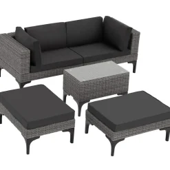 tectake Wicker lounge Bellaria met aluminium frame, Grijs
