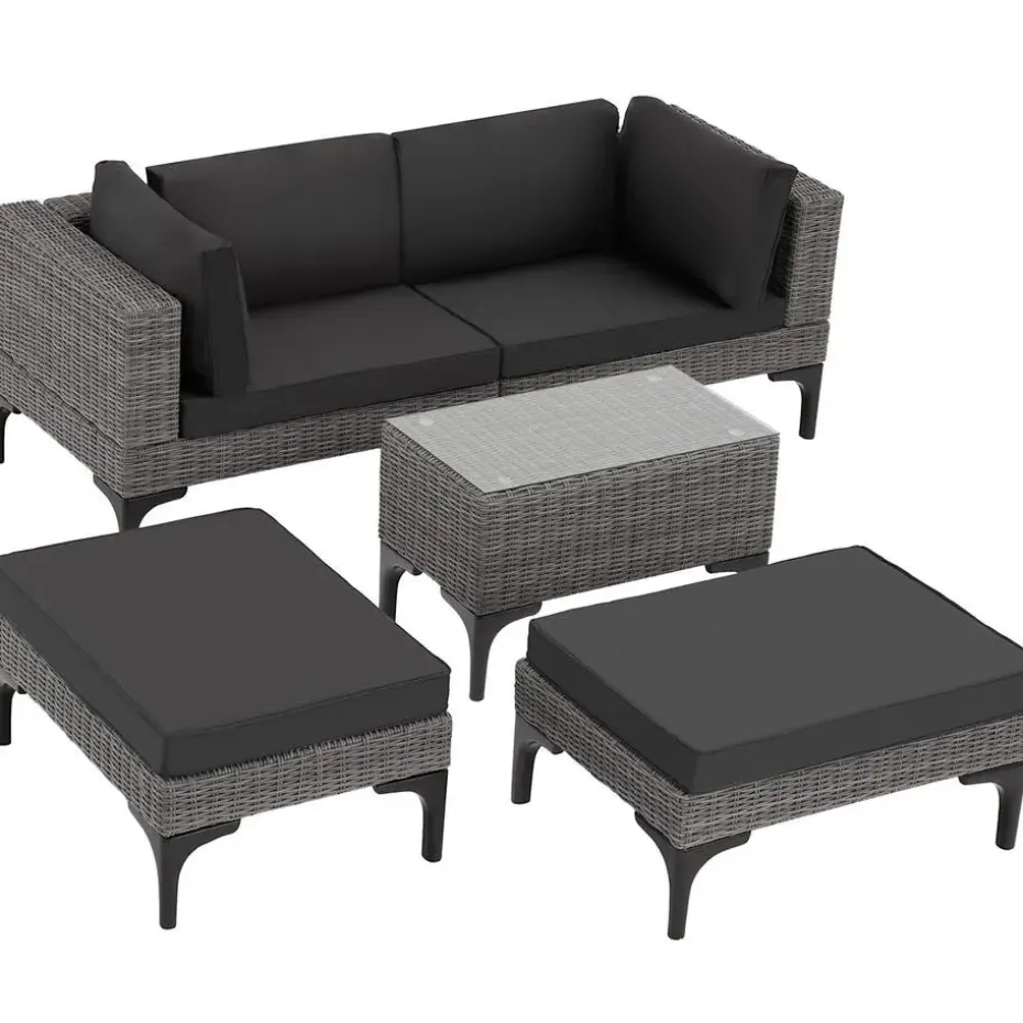 tectake Wicker lounge Bellaria met aluminium frame, Grijs