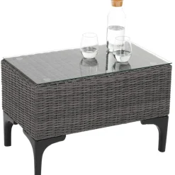 tectake Wicker lounge Bellaria met aluminium frame, Grijs