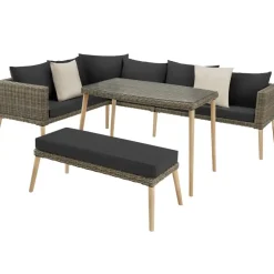 tectake Wicker lounge Pula met aluminium frame, Natuur