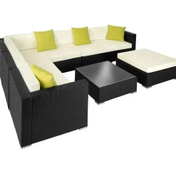 tectake Wicker loungeset met aluminium frame Marbella, Zwart