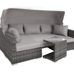 tectake Wicker loungeset San Marino met aluminium frame, Grijs