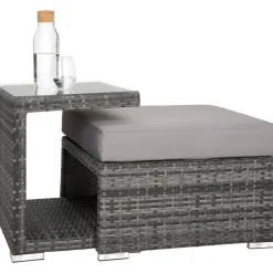 tectake Wicker loungeset San Marino met aluminium frame, Grijs