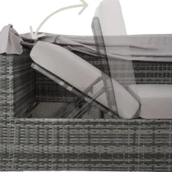 tectake Wicker loungeset San Marino met aluminium frame, Grijs