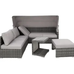 tectake Wicker loungeset San Marino met aluminium frame, Grijs