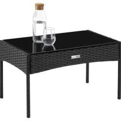 tectake Wicker loungeset Palese voor 4 personen - Zwart