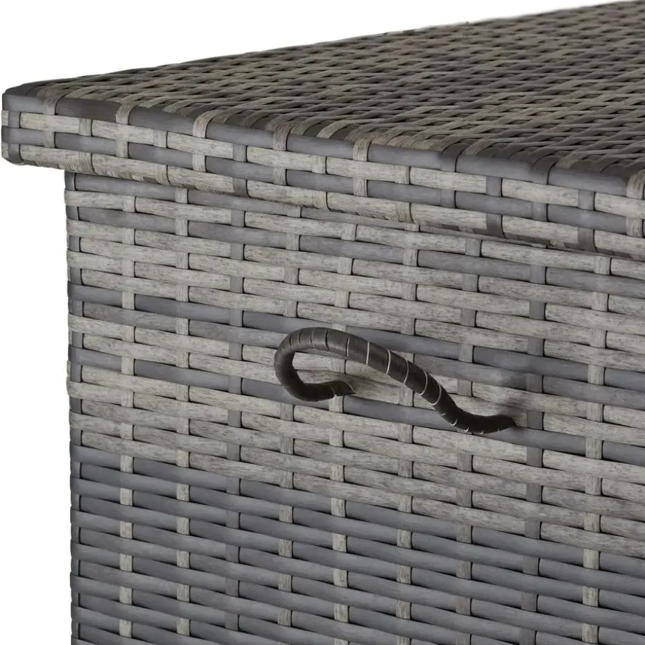 tectake Wicker opbergbox Kiruna met kunststof gaas, 120x55x61,5cm, 270l, Grijs