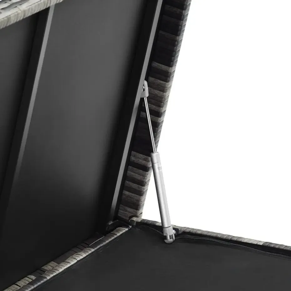 tectake Wicker opbergbox Kiruna met kunststof gaas, 120x55x61,5cm, 270l, Grijs