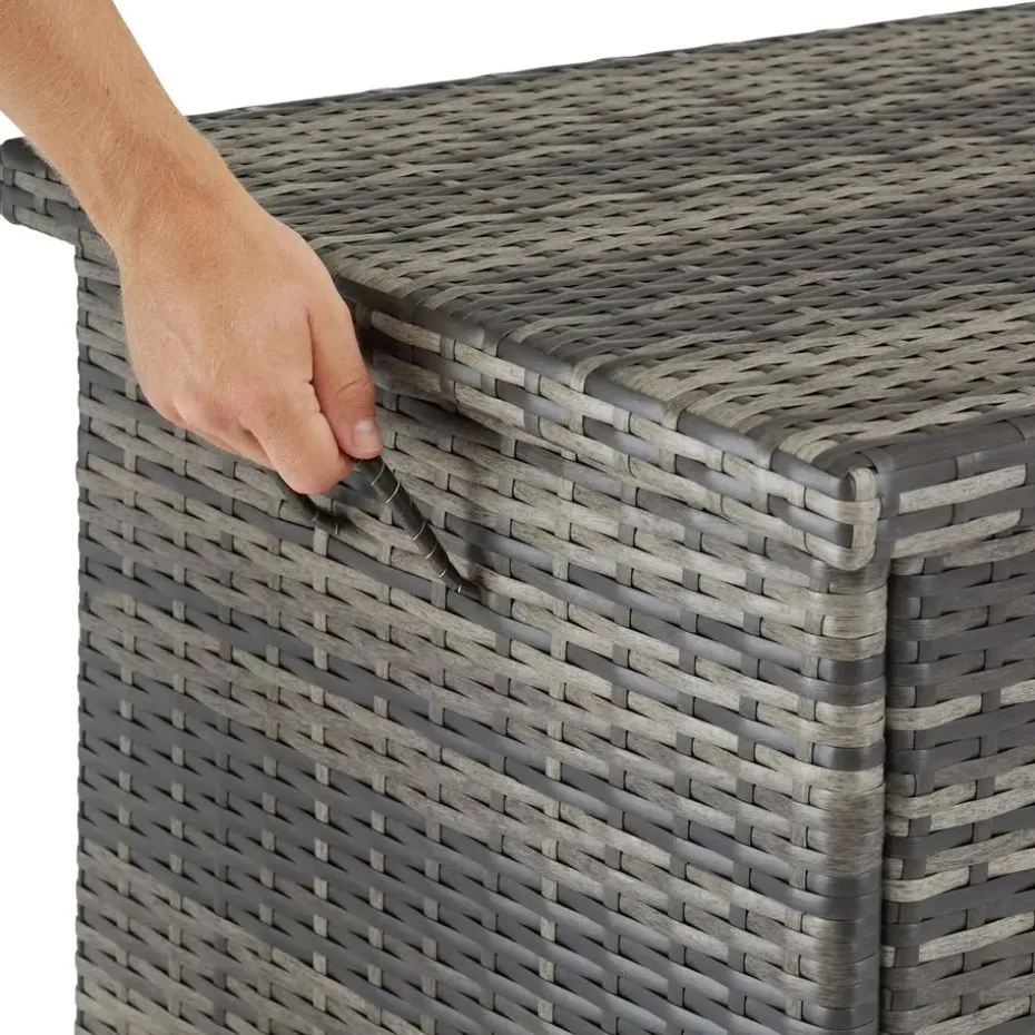 tectake Wicker opbergbox Kiruna met kunststof gaas, 120x55x61,5cm, 270l, Grijs