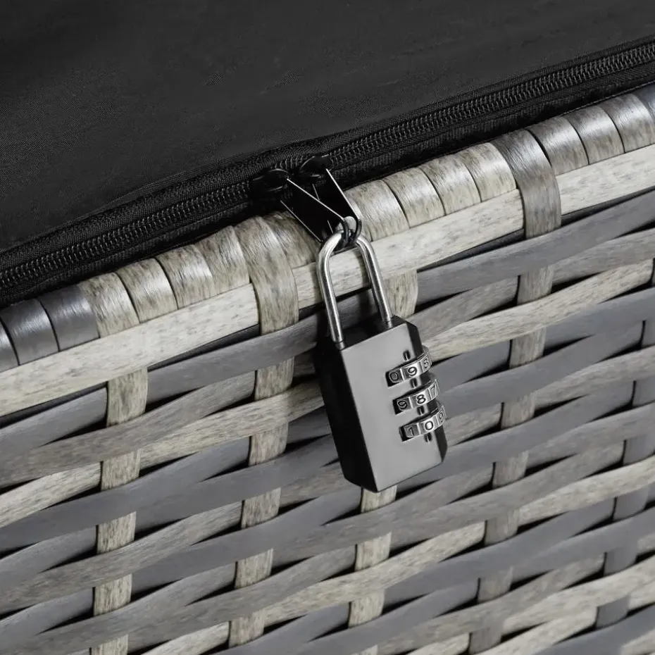 tectake Wicker opbergbox Kiruna met kunststof gaas, 120x55x61,5cm, 270l, Grijs