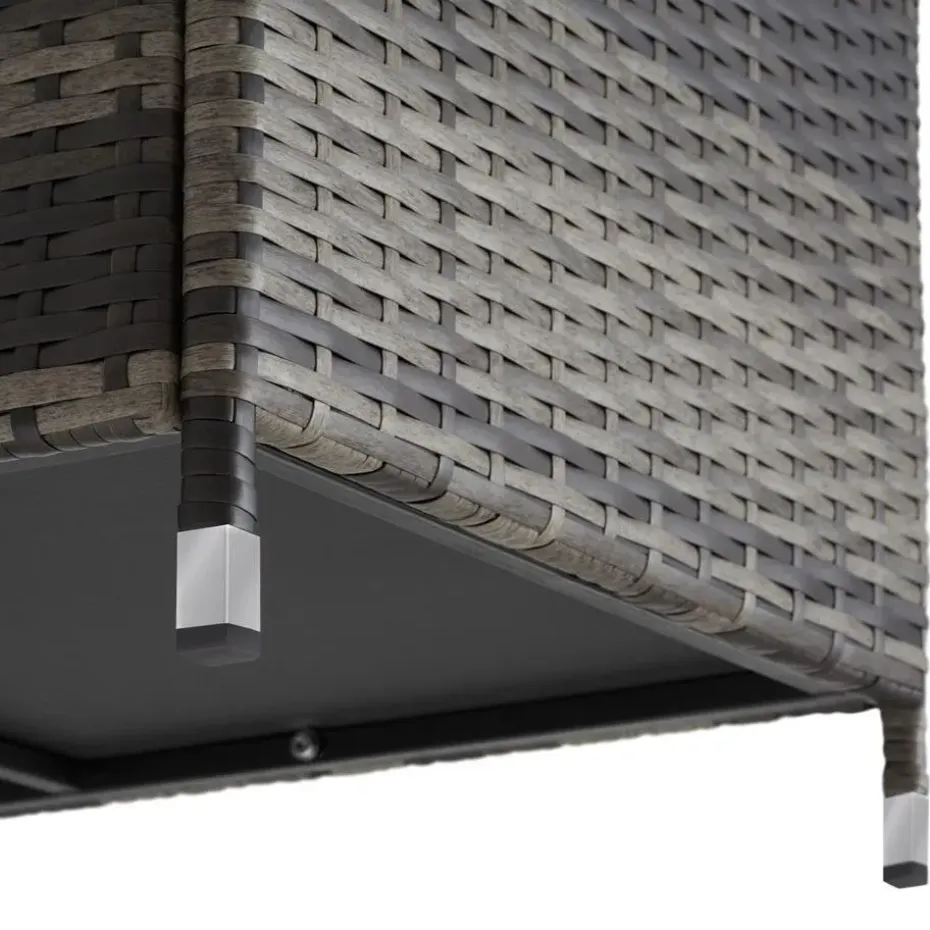 tectake Wicker opbergbox Kiruna met kunststof gaas, 120x55x61,5cm, 270l, Grijs