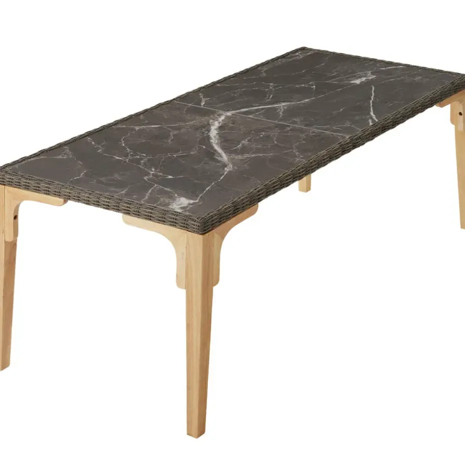 tectake Wicker tafel Foggia met 6 stoelen Rosarno, Natuur