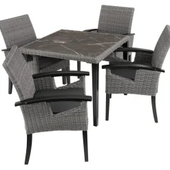 tectake Wicker tafel Tarent 93,5x93,5x75cm, Grijs