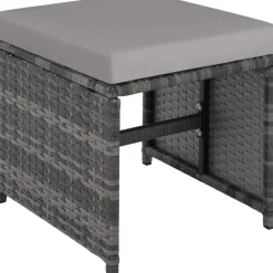tectake Wicker tuinset Palma 8+4+1 met beschermhoes - Grijs/lichtgrijs