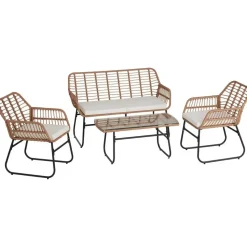 tectake Wicker zitgroep Molfetta XL voor 4 personen, Natuur