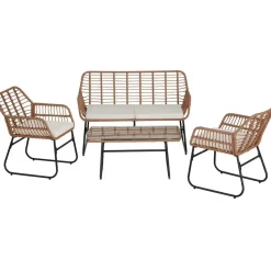 tectake Wicker zitgroep Molfetta XL voor 4 personen, Natuur