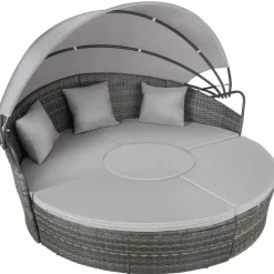 tectake Wicker zonne-eiland Santorini, Grijs