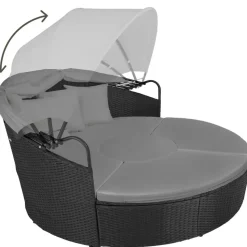 tectake Wicker zonne-eiland Santorini, Zwart