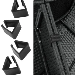 tectake Wicker zonne-eiland Santorini, Zwart