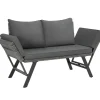 tectake Wicker-loungesofa Sintra, verstelbare armleuningen, 2in1, Grijs