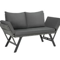 tectake Wicker-loungesofa Sintra, verstelbare armleuningen, 2in1, Grijs