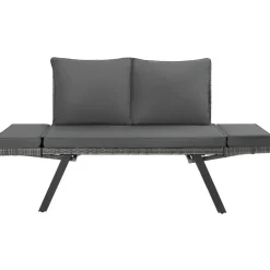tectake Wicker-loungesofa Sintra, verstelbare armleuningen, 2in1, Grijs